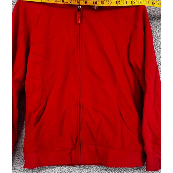 LL Bean Women’s Ivory Zip Hooded Faux Fur Lined Sweatshirt Medium Fur Ruff Hood - Picture 4 of 12